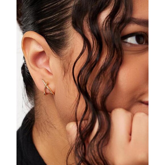 Women 14K Gold Stud Earrings Dainty Earrings Simple Gold Earrings Hypoallergenic - Picture 4 of 7